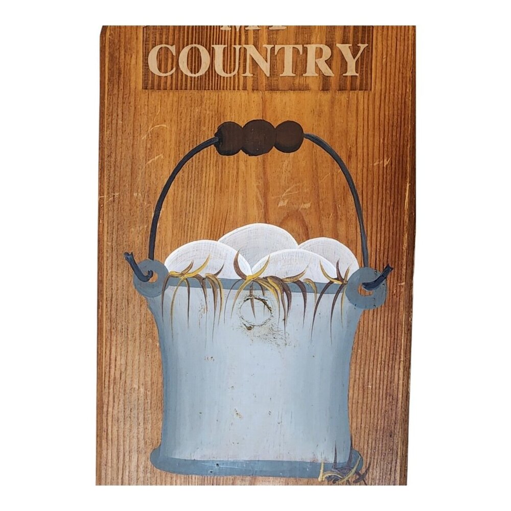Vintage My Country Kitchen Hand Carved Rustic Charm Wooden Sign Wall Plaque 20" - Picture 3 of 11